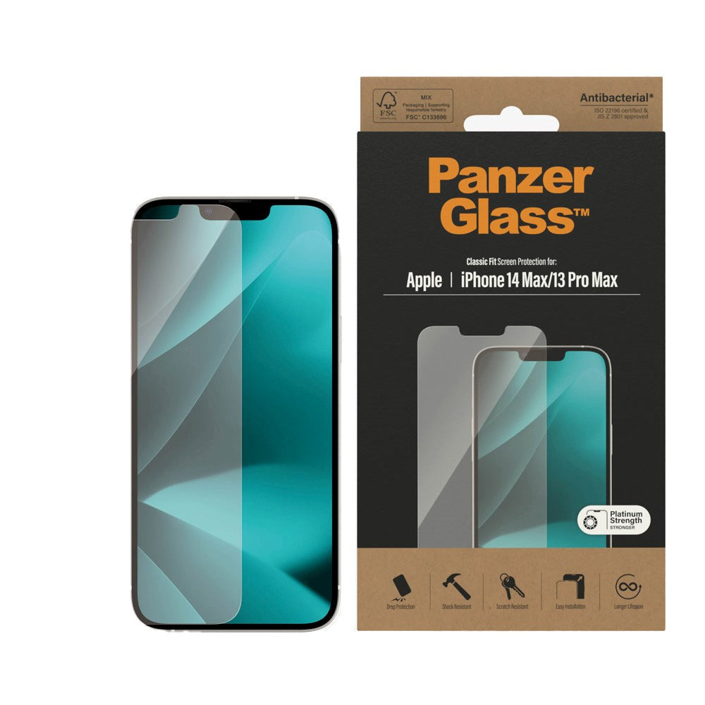 PanzerGlass iPhone 14 Plus / 13 Pro Max AntiBacterial Classic Fit Beskyttelsesglas - Gennemsigtig