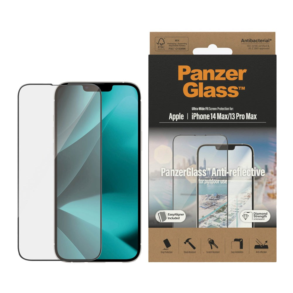 PanzerGlass iPhone 14 Plus / 13 Pro Max Diamond Strength Ultra Wide Fit - AntiBacterial - AntiReflective - EasyAligner