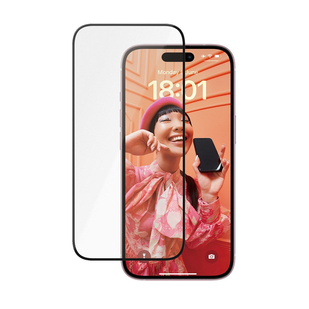 PanzerGlass iPhone 15 / 16 Ultra Wide Fit Ceramic Beskyttelsesglas m. EasyAligner - Sort Kant