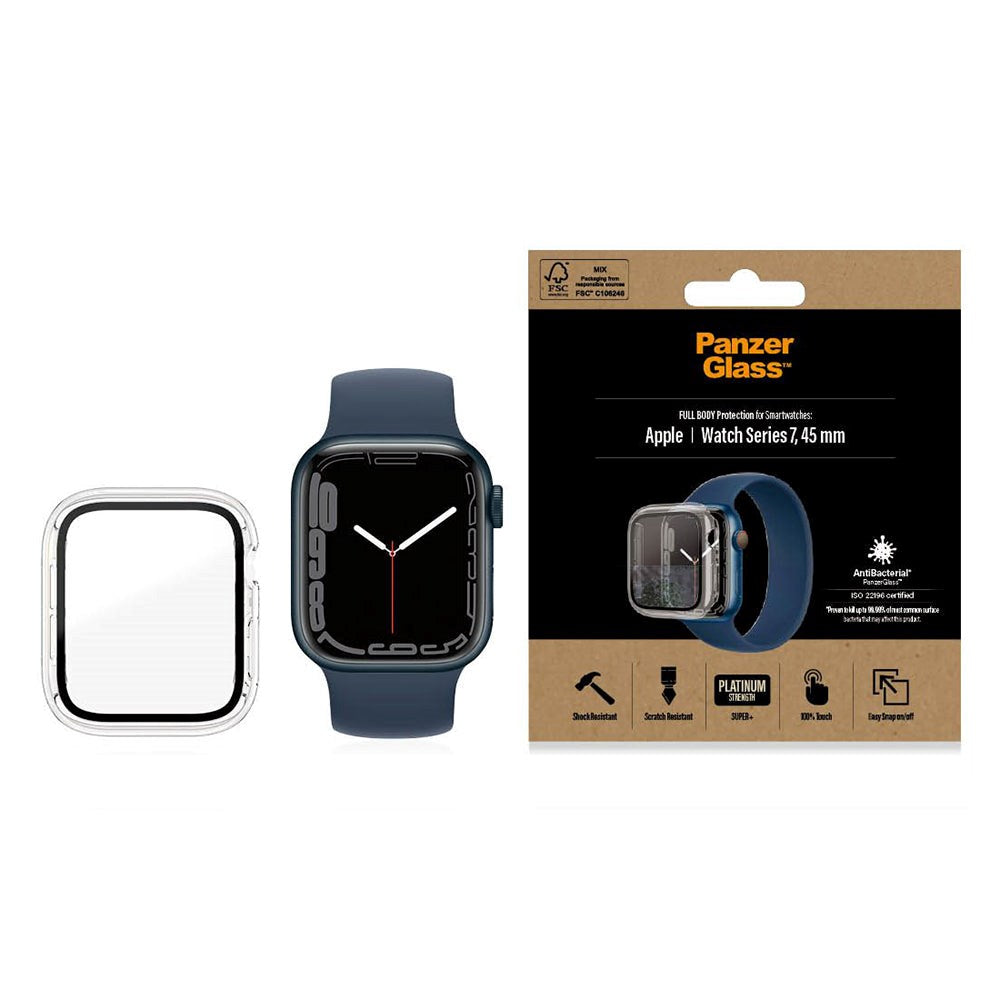 PanzerGlass Apple Watch 8/7 (45mm) Full Body Protection Case m. Indbygget Skærmbeskyttelse - Gennemsigtig