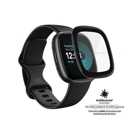 PanzerGlass Fitbit Versa 4 / Versa 3 / Sense Hærdet Glas Skærmbeskyttelse - Sort Kant