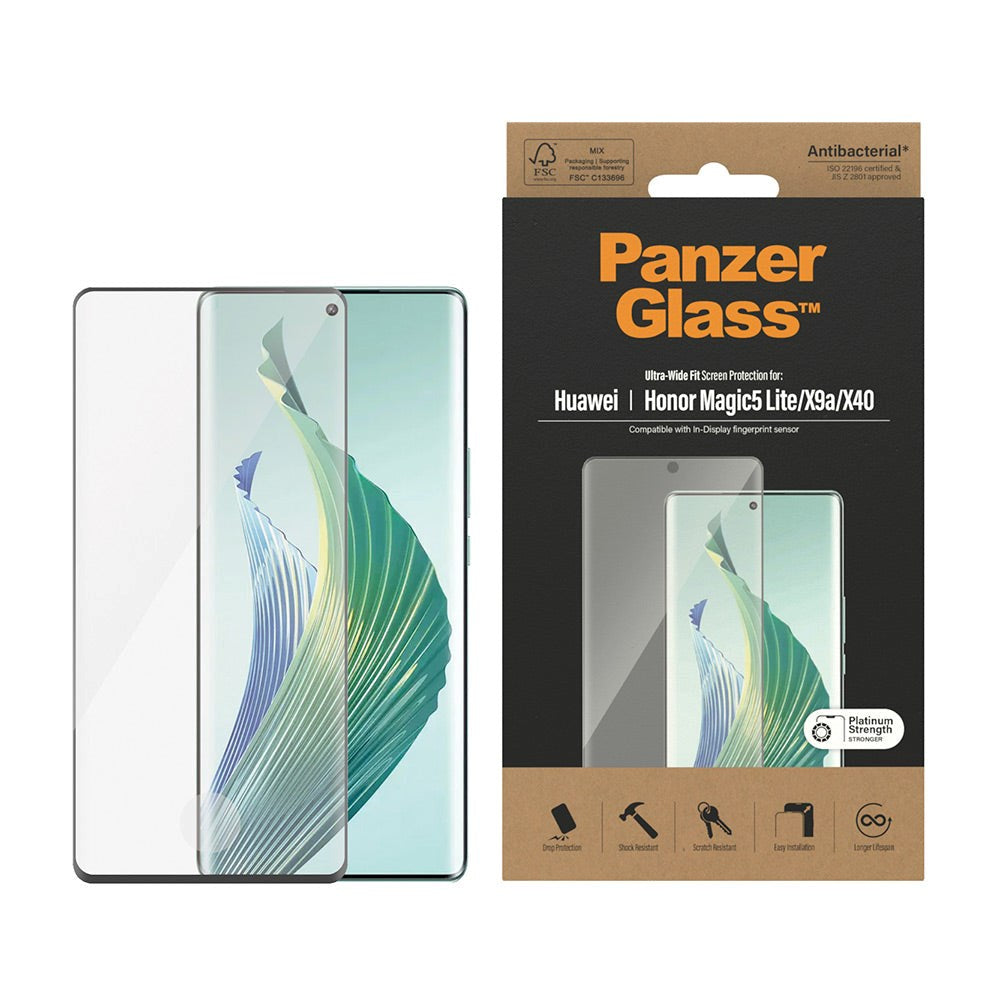 PanzerGlass Honor Magic5 Lite Ultra Wide Fit Skærmbeskyttelsesglas - Platinum Strength - Sort Kant