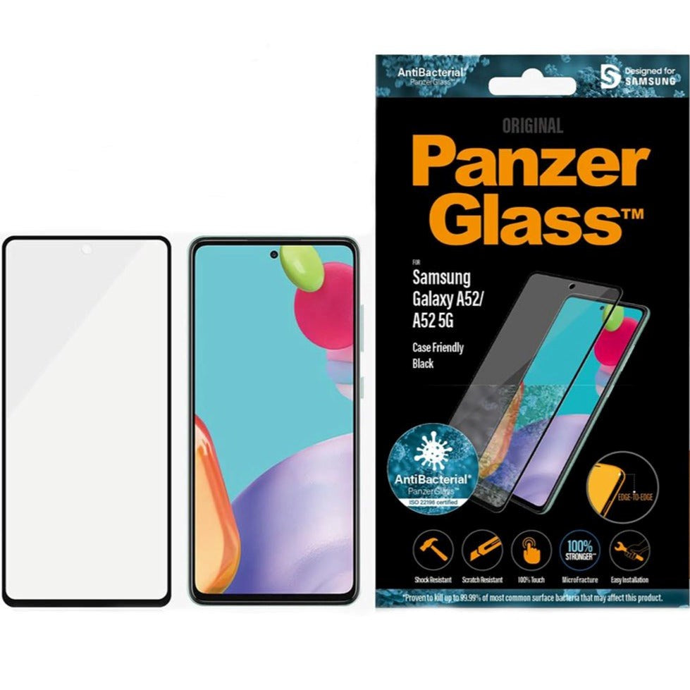 Samsung Galaxy A52s 5G / A52 (4G / 5G) PanzerGlass AntiBacterial Case Friendly Edge-to-Edge Skærmbeskyttelse - Sort Kant
