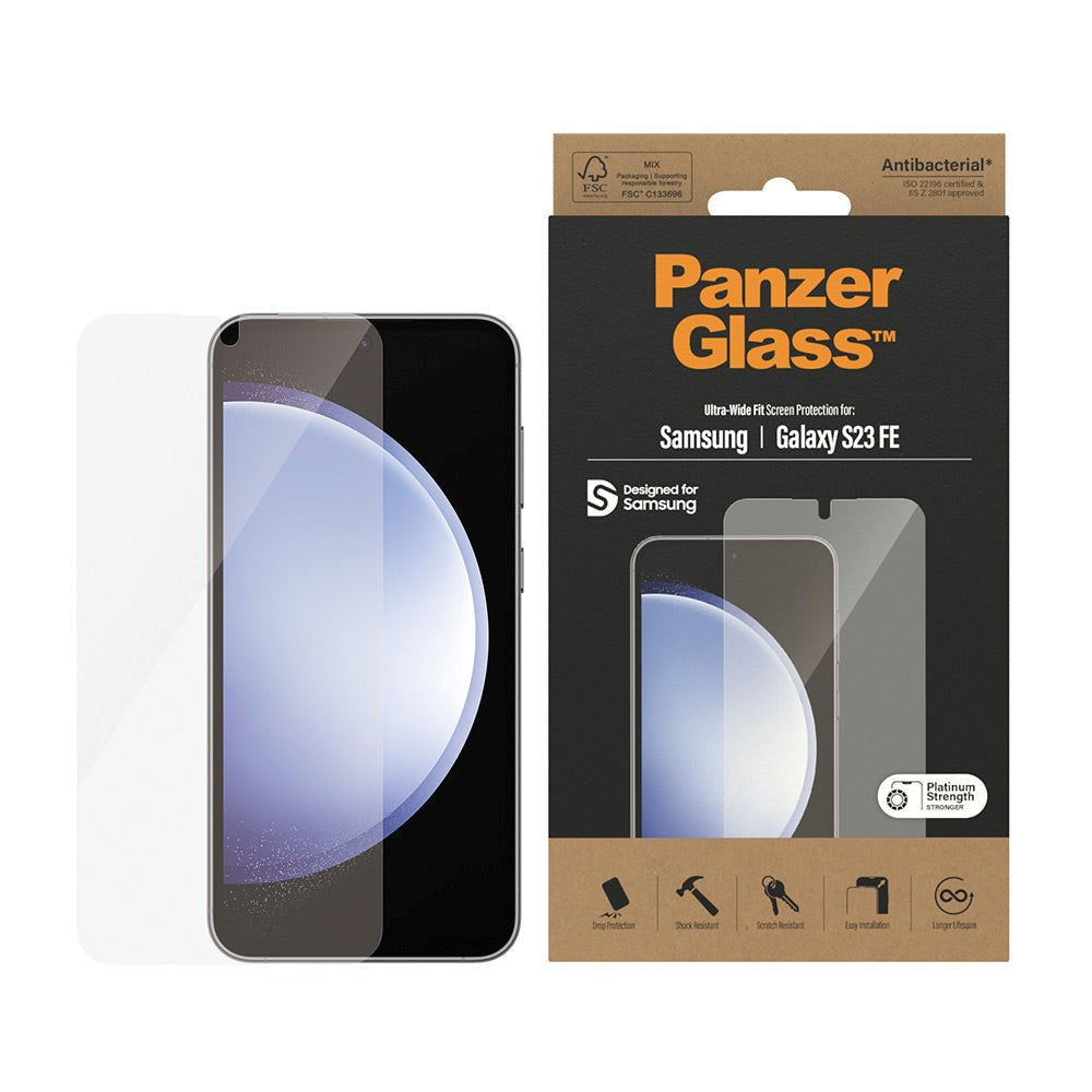 PanzerGlass Samsung Galaxy S23 FE Ultra Wide Fit Skærmbeskyttelsesglas - Platinum Strength - Gennemsigtig