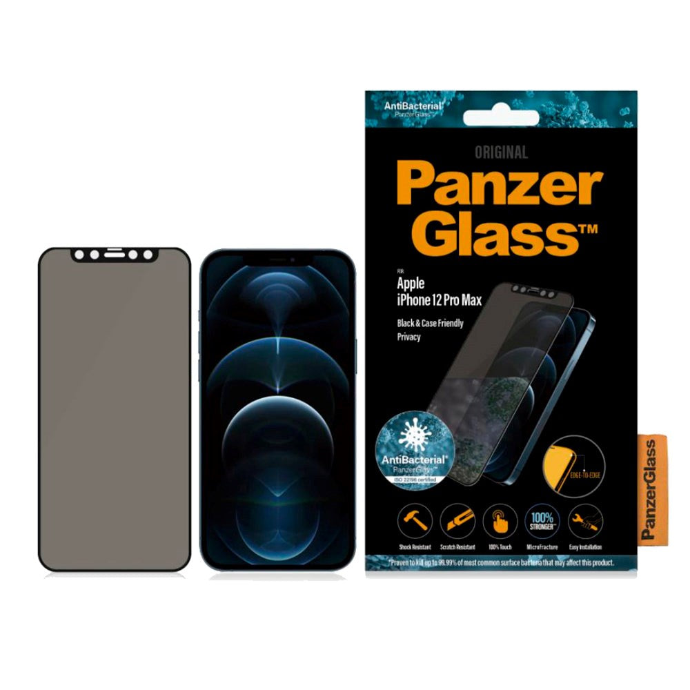 iPhone 12 Pro Max PanzerGlass AntiBacterial Standard Fit Skærmbeskyttelse - Privacy Glass - Sort