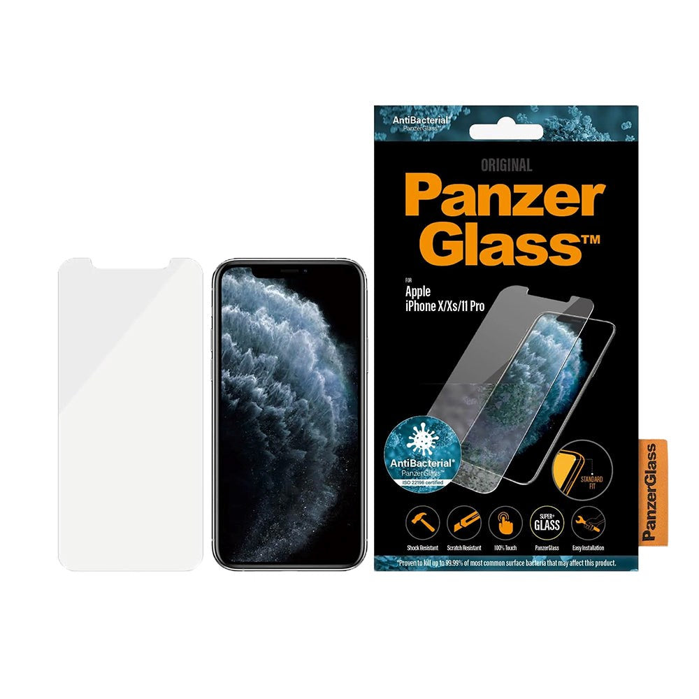 iPhone 11 Pro / Xs / X PanzerGlass Standard Fit Anti Bacterial - Gennemsigtig