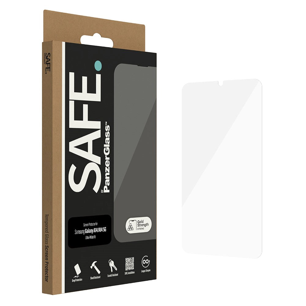 Safe By PanzerGlass® Samsung Galaxy A14 (5G) Ultra-Wide Fit Skærmbeskyttelsesglas - Case Friendly - Gold Strength - Gennemsigtig