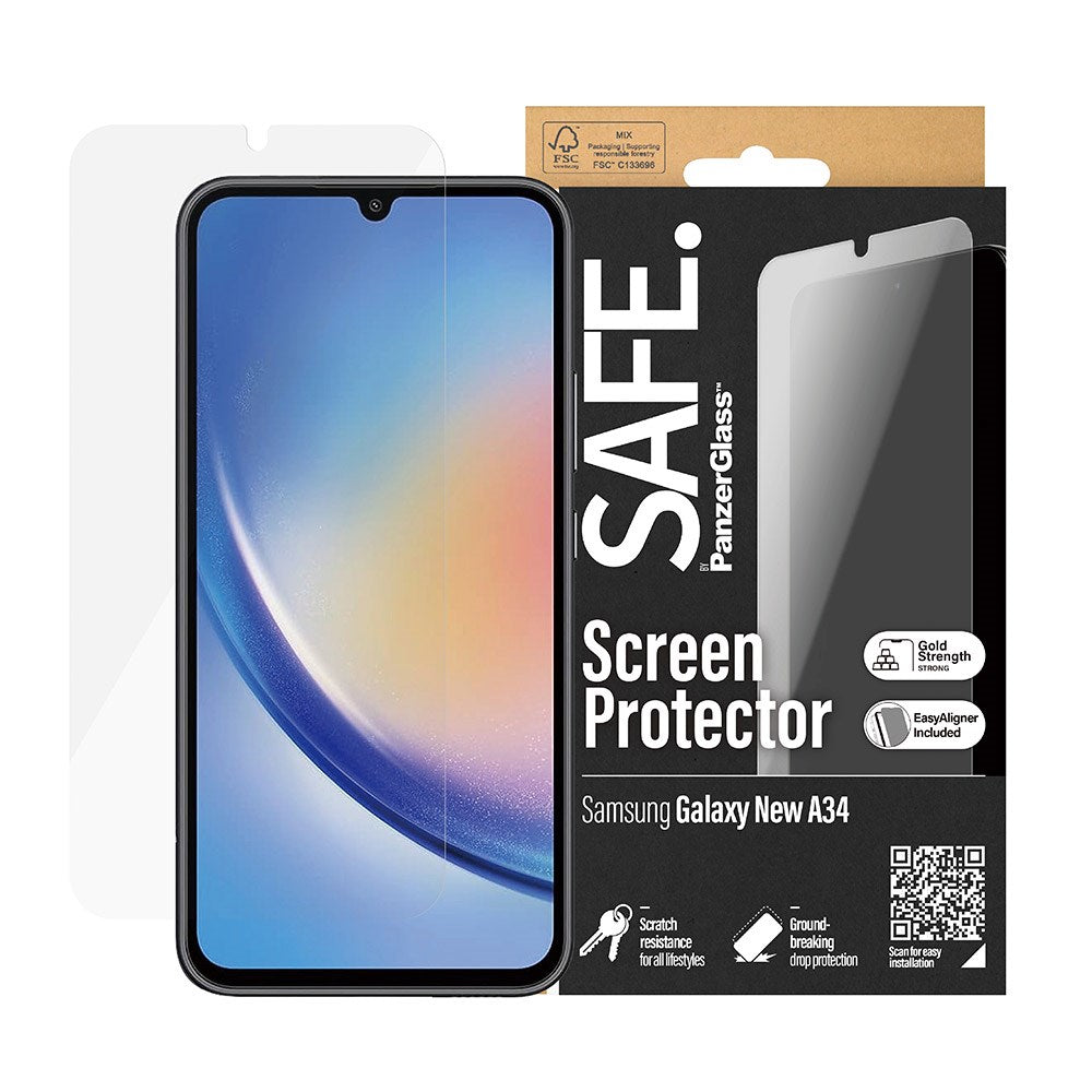 Safe By PanzerGlass® Samsung Galaxy A35 (5G) Ultra-Wide Fit Skærmbeskyttelsesglas - Case Friendly - Gold Strength - Gennemsigtig