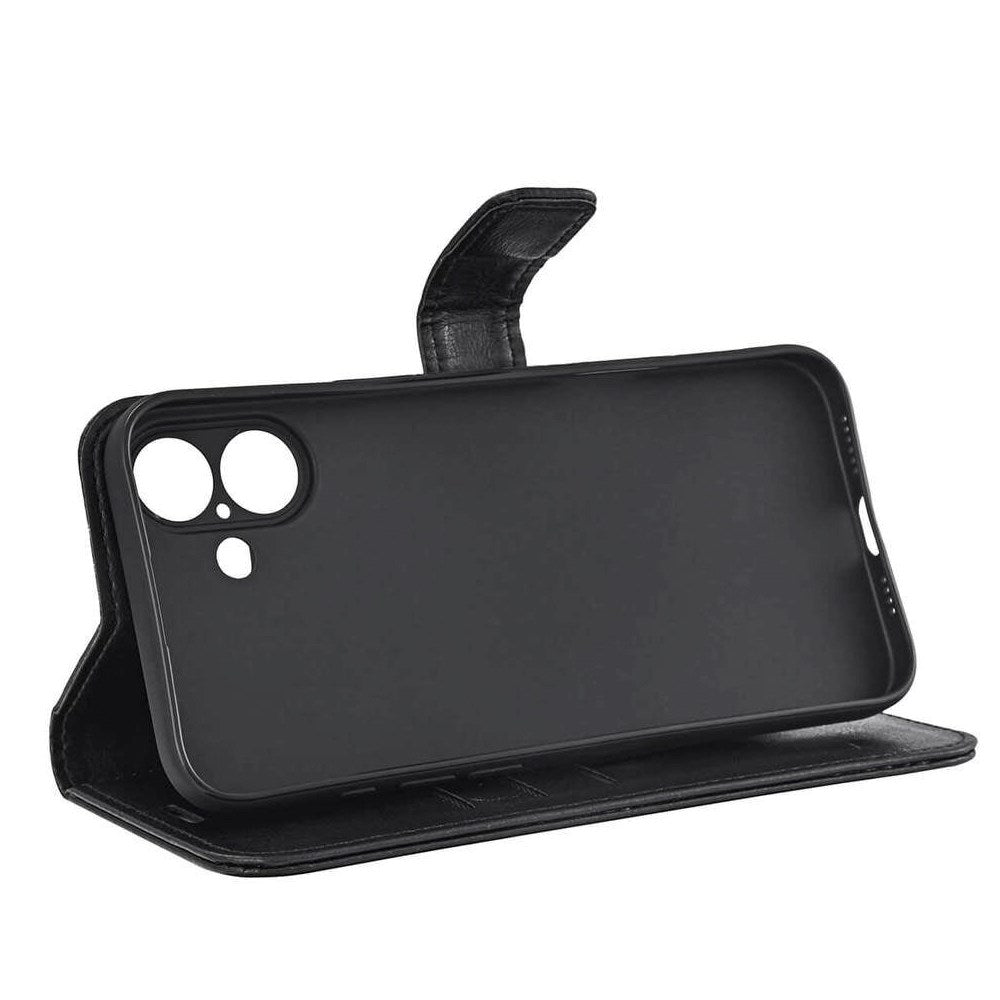 iPhone 16 Plus RadiCover Anti Stråling Vegansk Læder Flip Cover m. Pung - MagSafe Kompatibel - Sort