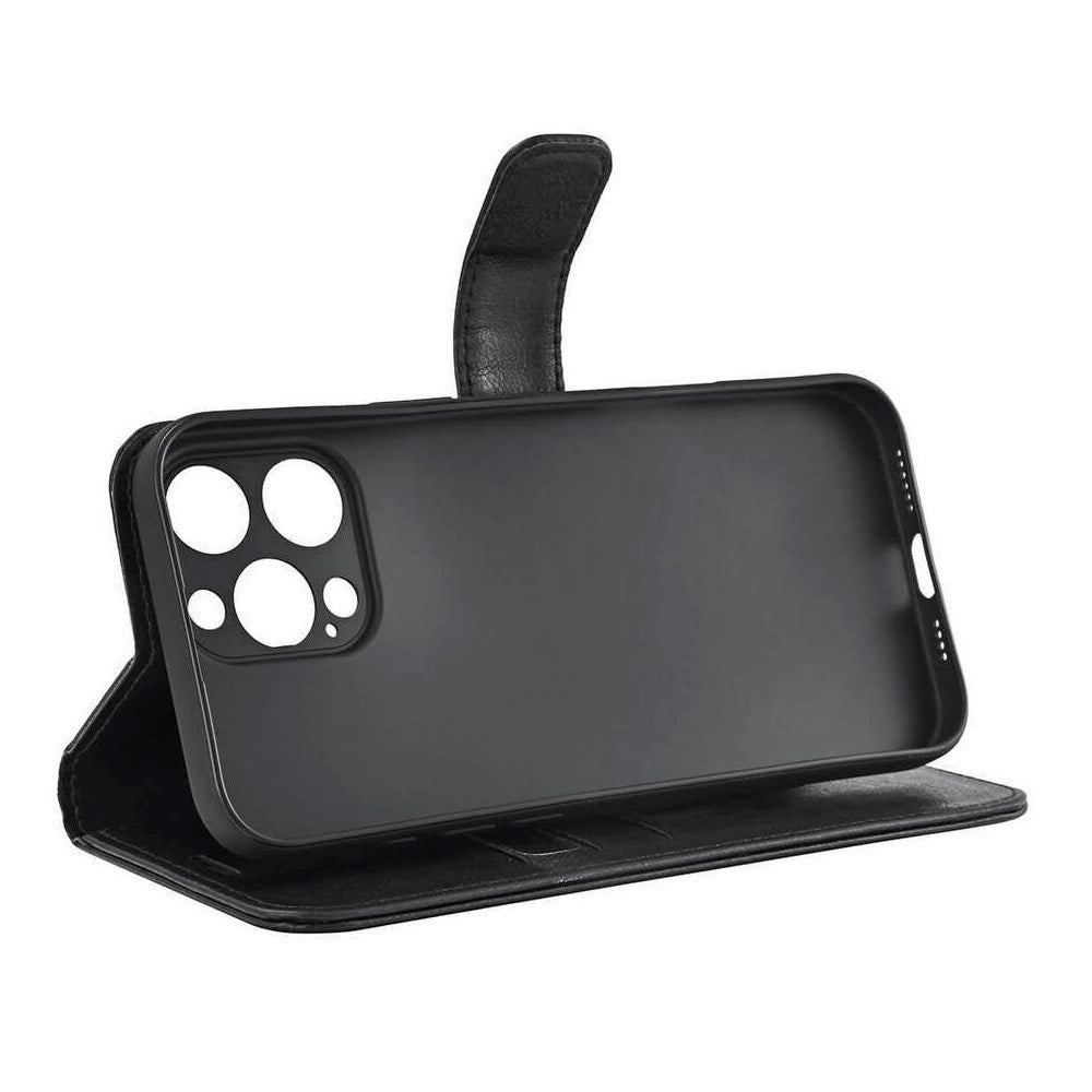 iPhone 16 Pro Max RadiCover Anti Stråling Vegansk Læder Flip Cover m. Pung - MagSafe Kompatibel - Sort