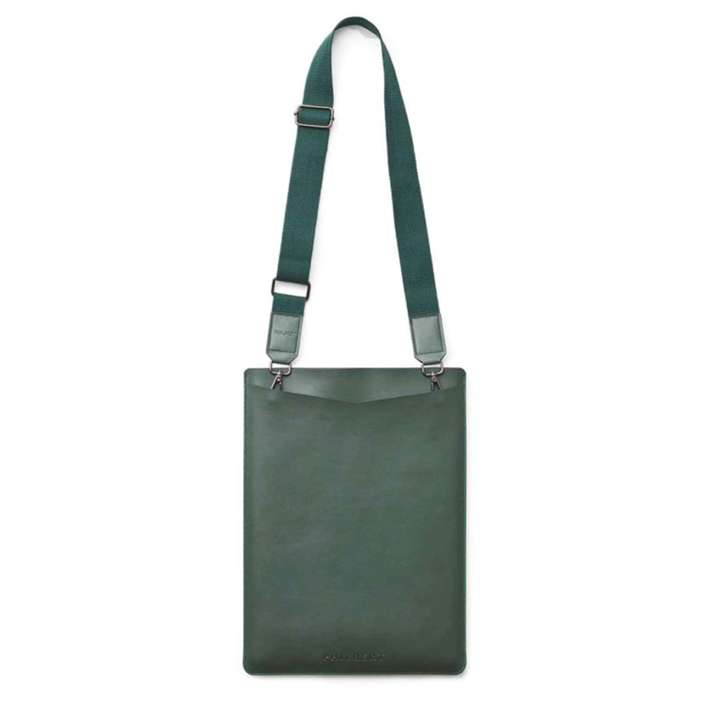 Philbert UltraSlim 15" Vegansk Læder MacBook / Laptop Sleeve m. Strop (35,5 x 25 x 2 cm) - Grøn