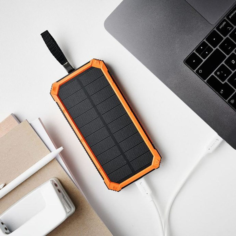 Lippa Solcelle PowerBank 10.5W 10.000 mAh 2 x USB-A - Orange / Sort