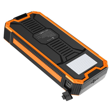 Lippa Solcelle PowerBank 20.000 mAh 20W 3 x USB-A / 1 x USB-C - Orange / Sort