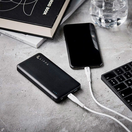 Lippa 18W PD Powerbank m. USB-C & USB-A - 10.000 mAh - Sort