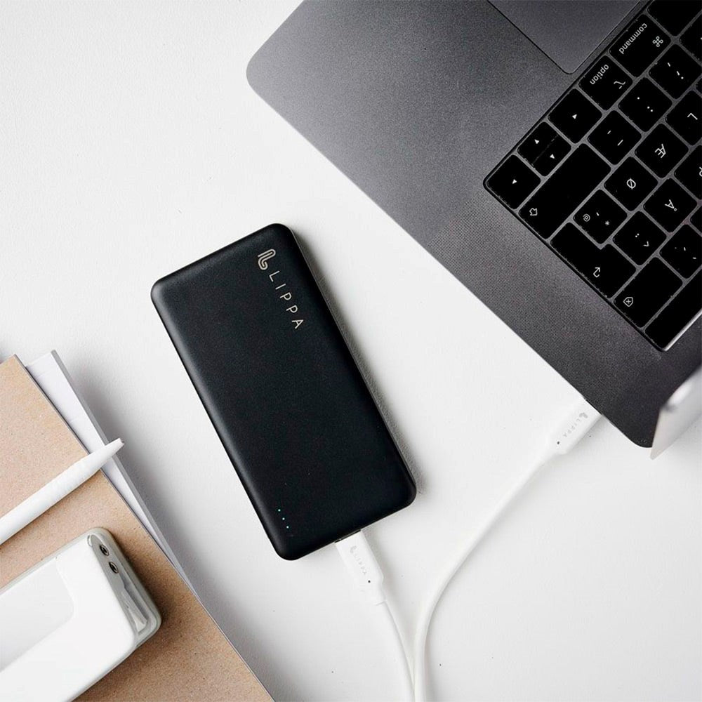 Lippa 18W PD Powerbank m. USB-C & USB-A - 10.000 mAh - Sort