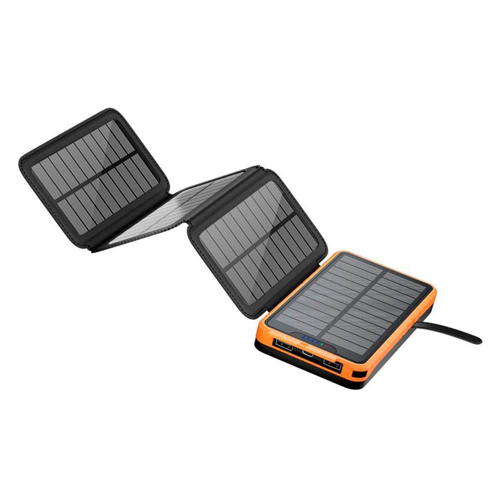 Lippa Foldbar Solcelle PowerBank 20.000 mAh 10.5W 2 x USB-A m. Lys - Sort / Orange