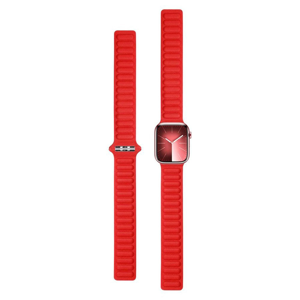 Lippa Apple Watch (38/40/SE/41/42mm) Magnetisk Læder Urrem - Rød