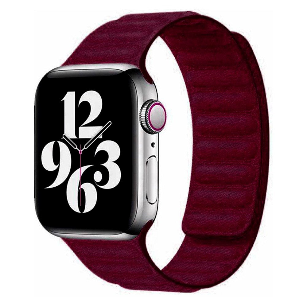 Apple Watch (38/40/SE/41/42mm) Magnetisk Finewoven Lippa Rem - Vinrød