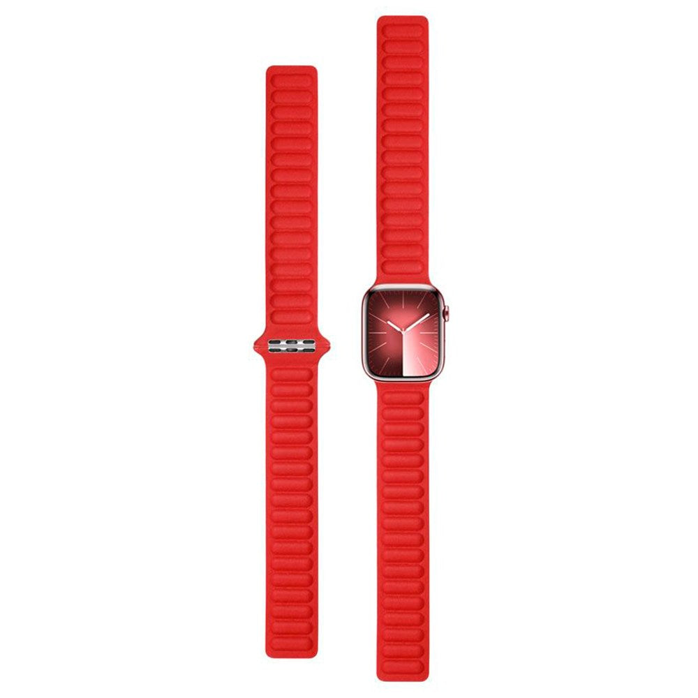 Lippa Apple Watch (42/44/SE/45/46/49mm) Magnetisk Læder Urrem - Rød