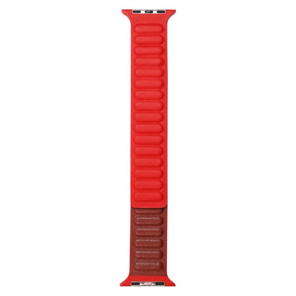Lippa Apple Watch (42/44/SE/45/46/49mm) Magnetisk Læder Urrem - Rød