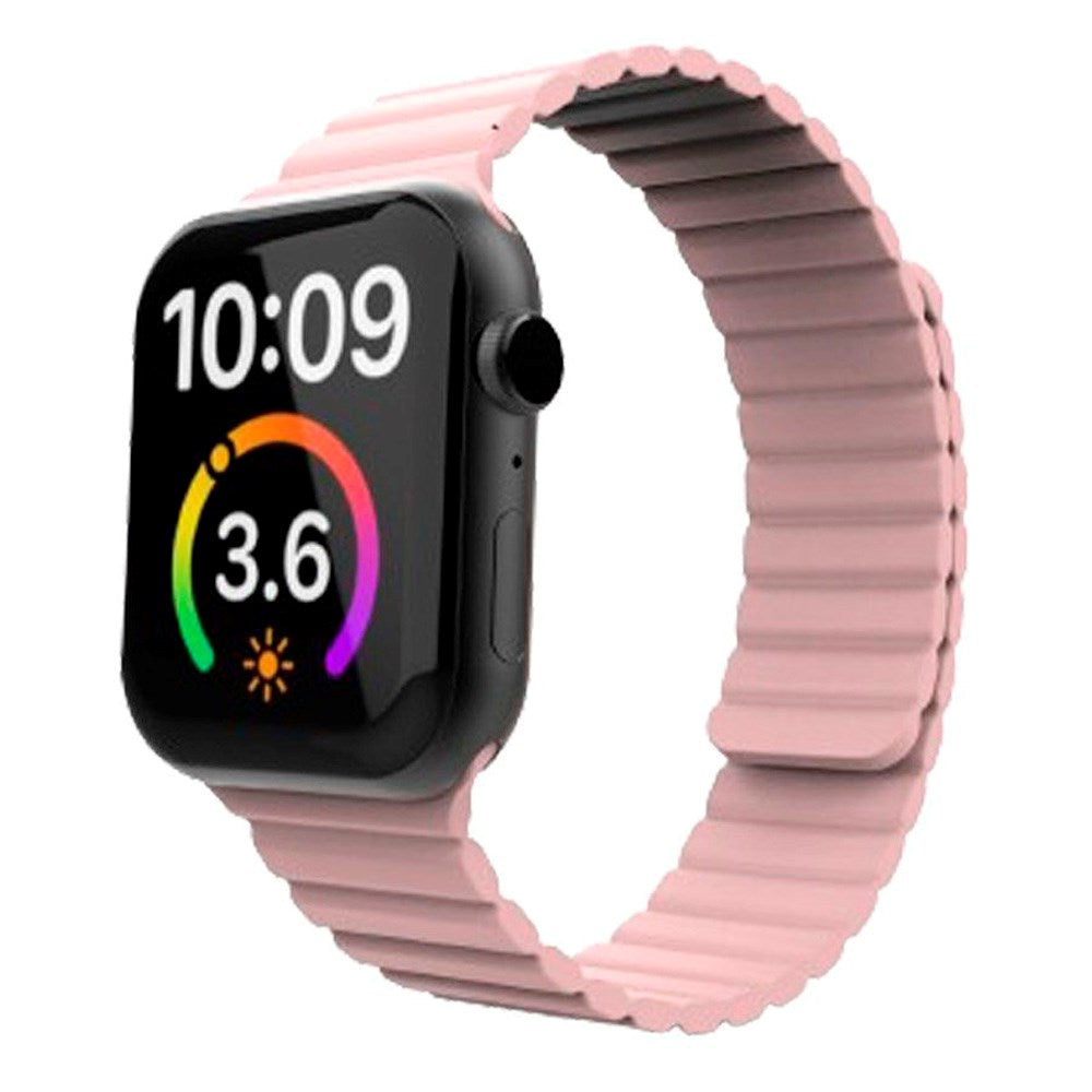 Lippa Apple Watch (42/44/SE/45/46/49mm) Magnetisk Silikone Urrem - Lyserød