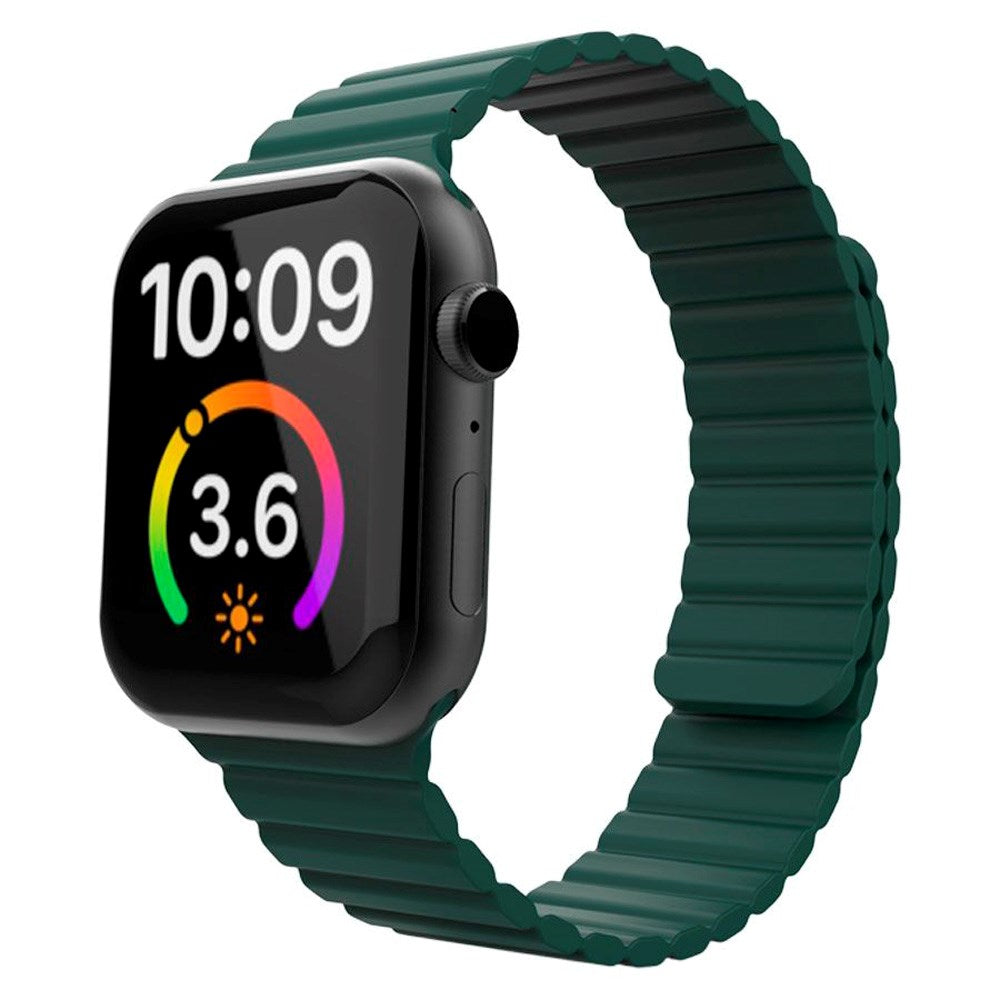 Lippa Apple Watch (42/44/SE/45/46/49mm) Magnetisk Silikone Urrem - Mørkegrøn