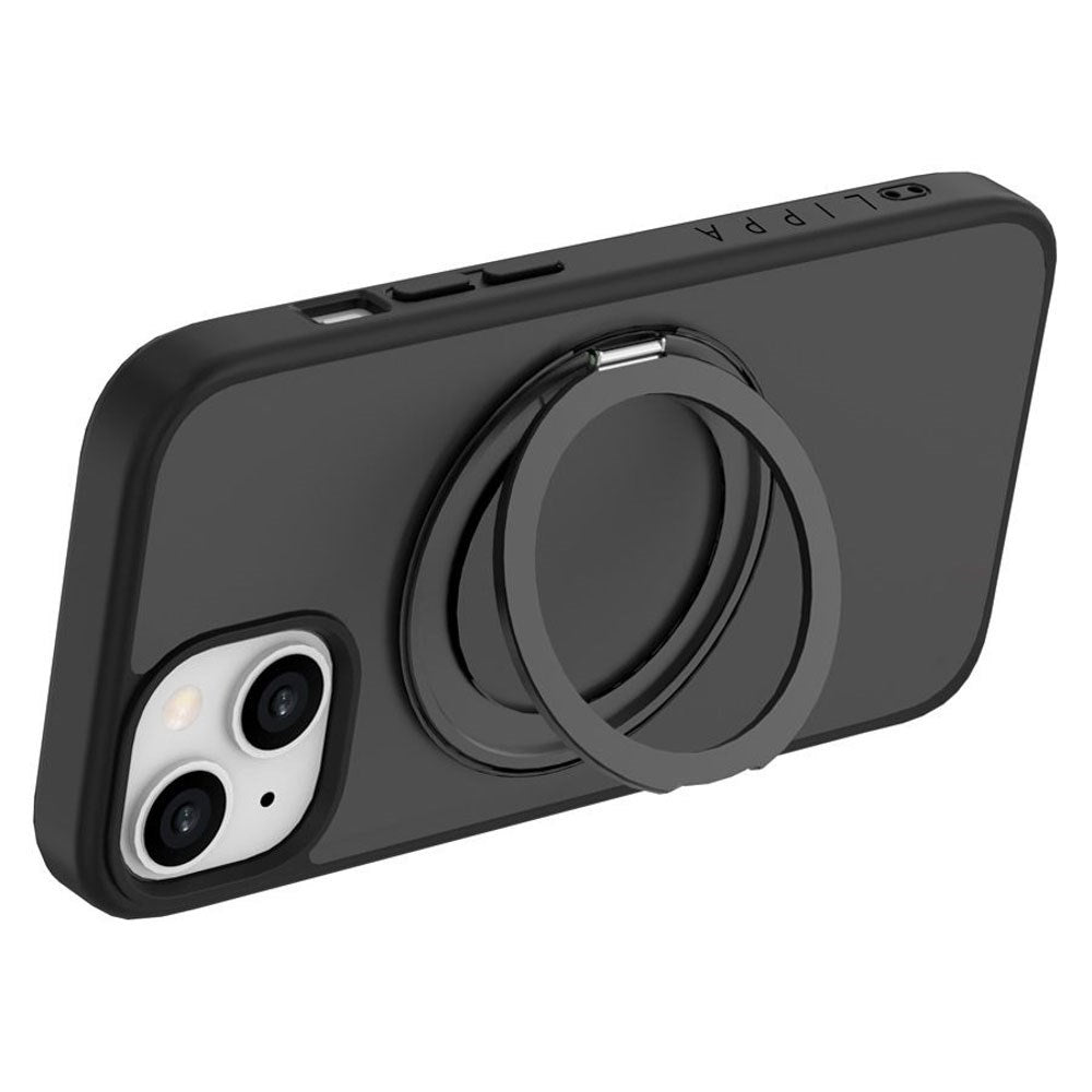 iPhone 15 Lippa Hybrid Plastik Bagside Cover m. Roterbar Kickstand - MagSafe Kompatibel - Mat / Sort