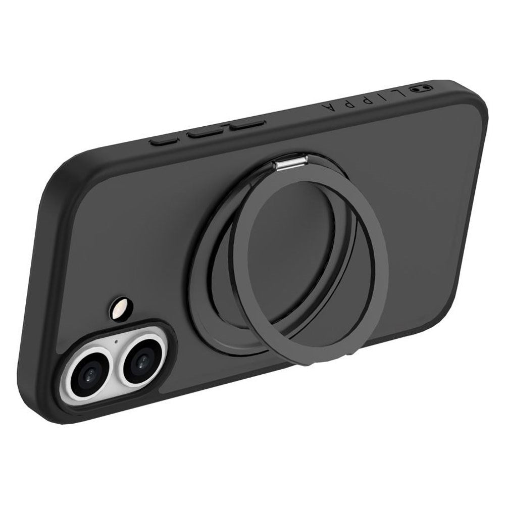 iPhone 16 Lippa Hybrid Plastik Bagside Cover m. Roterbar Kickstand - MagSafe Kompatibel - Mat / Sort