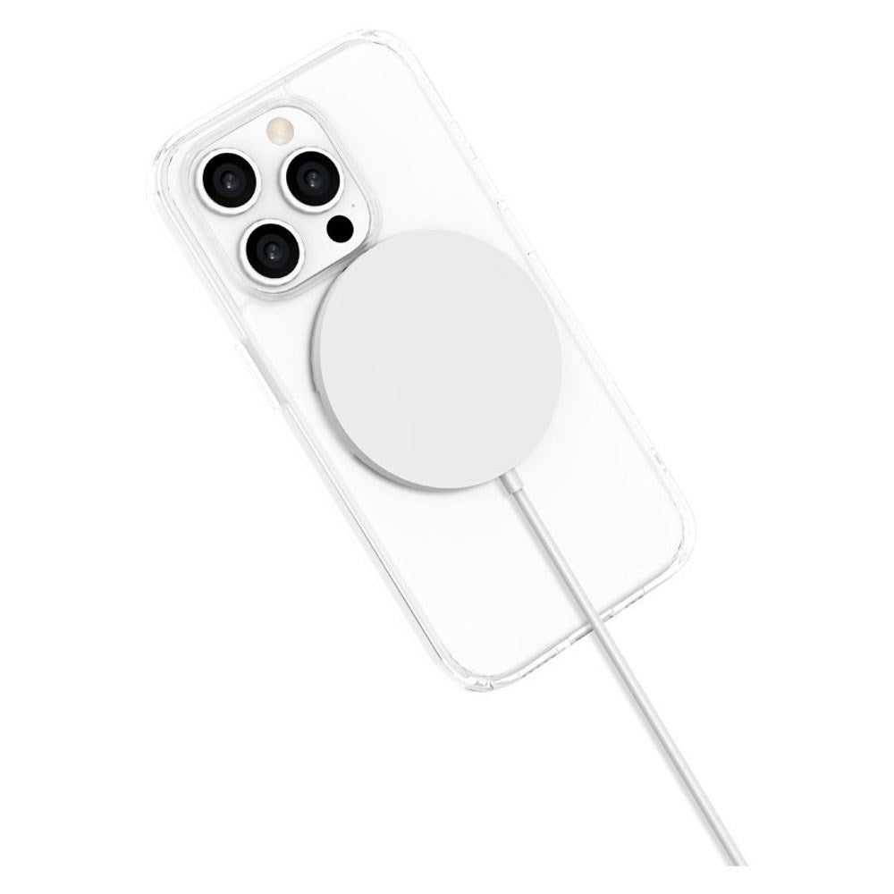 iPhone 15 Pro Lippa Hybrid Plastik Bagside Cover m. Roterbar Kickstand - MagSafe Kompatibel - Gennemsigtig / Sølv