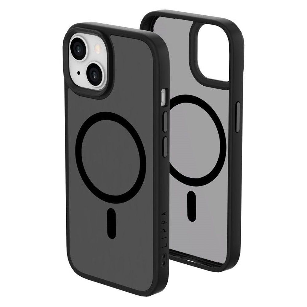 iPhone 15 Lippa Hybrid Plastik Bagside Cover - MagSafe Kompatibel - Mat / Sort