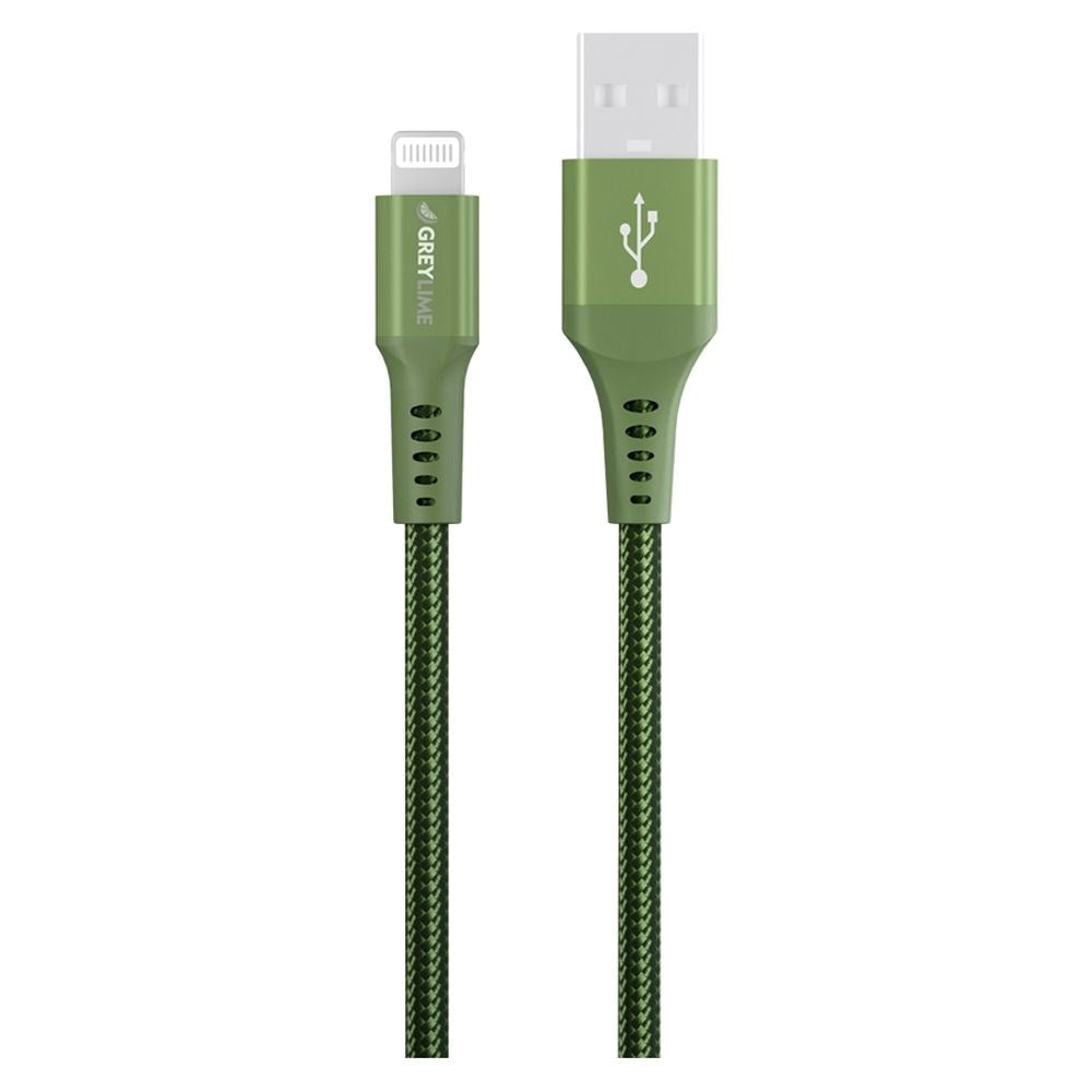 GreyLime 12W Braided USB-A til Lightning Kabel 50 centimeter - Grøn