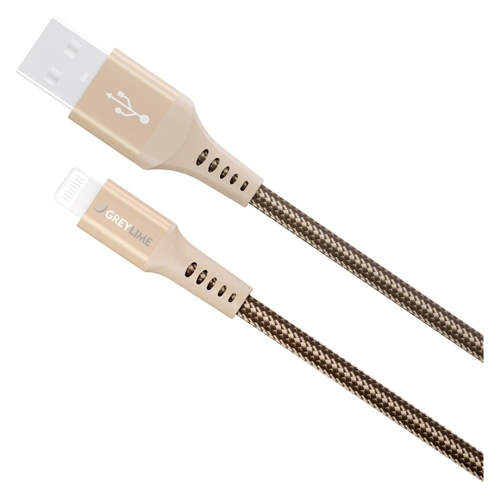 GreyLime 12W Braided USB-A til Lightning Kabel 3 meter - Beige