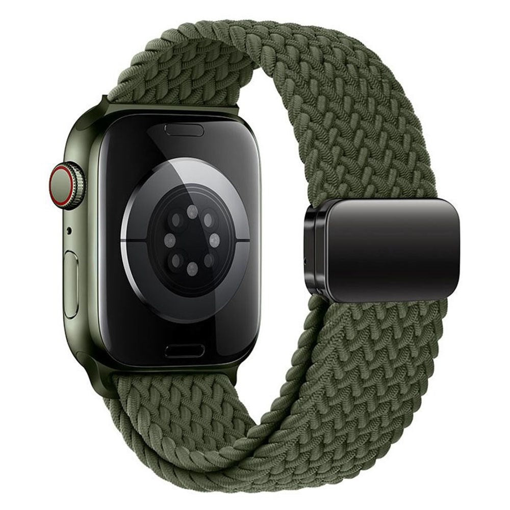 Apple Watch (42/44/SE/45/46/49mm) Nylon Rem Lippa - Magnetisk Lås - Grøn