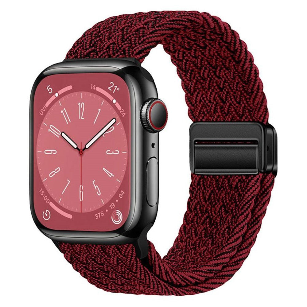 Apple Watch (42/44/SE/45/46/49mm) Nylon Rem Lippa - Magnetisk Lås - Rød
