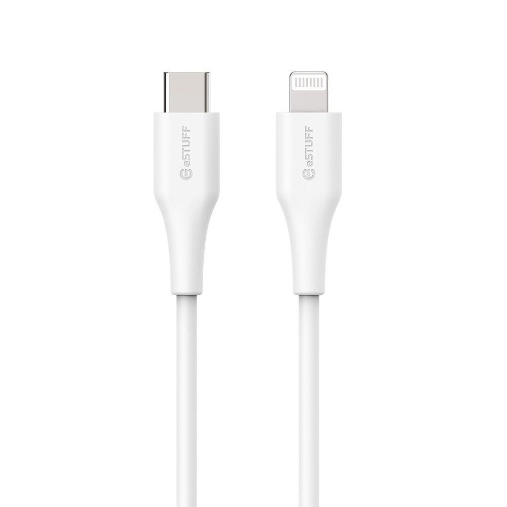 eSTUFF INFINITE MFI USB-C til Lightning Kabel 3 m - 12W - 100% Genbrugsplastik - Hvid