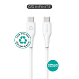 eSTUFF INFINITE USB-C til USB-C Kabel 60W 2 m - 100% Genbrugsplastik - Hvid