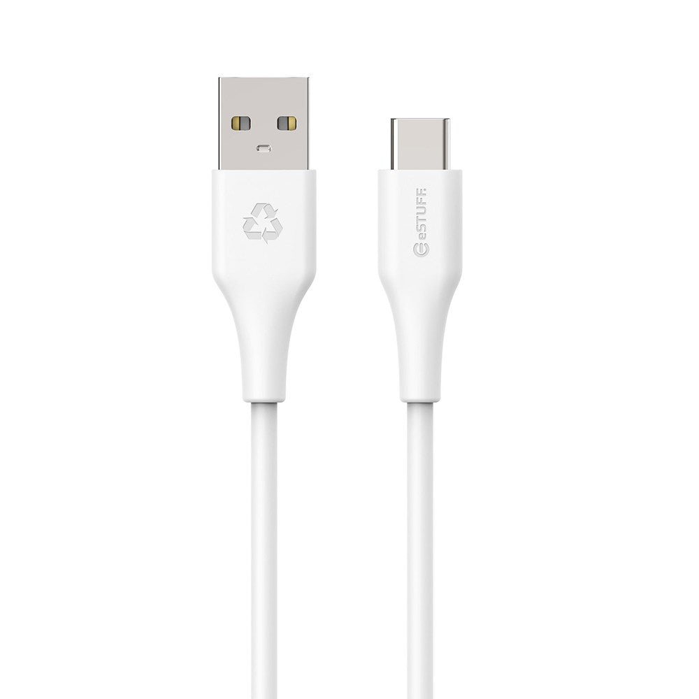 eSTUFF INFINITE USB-C til USBA Kabel 60W 2 m - 100% Genbrugsplastik - Hvid