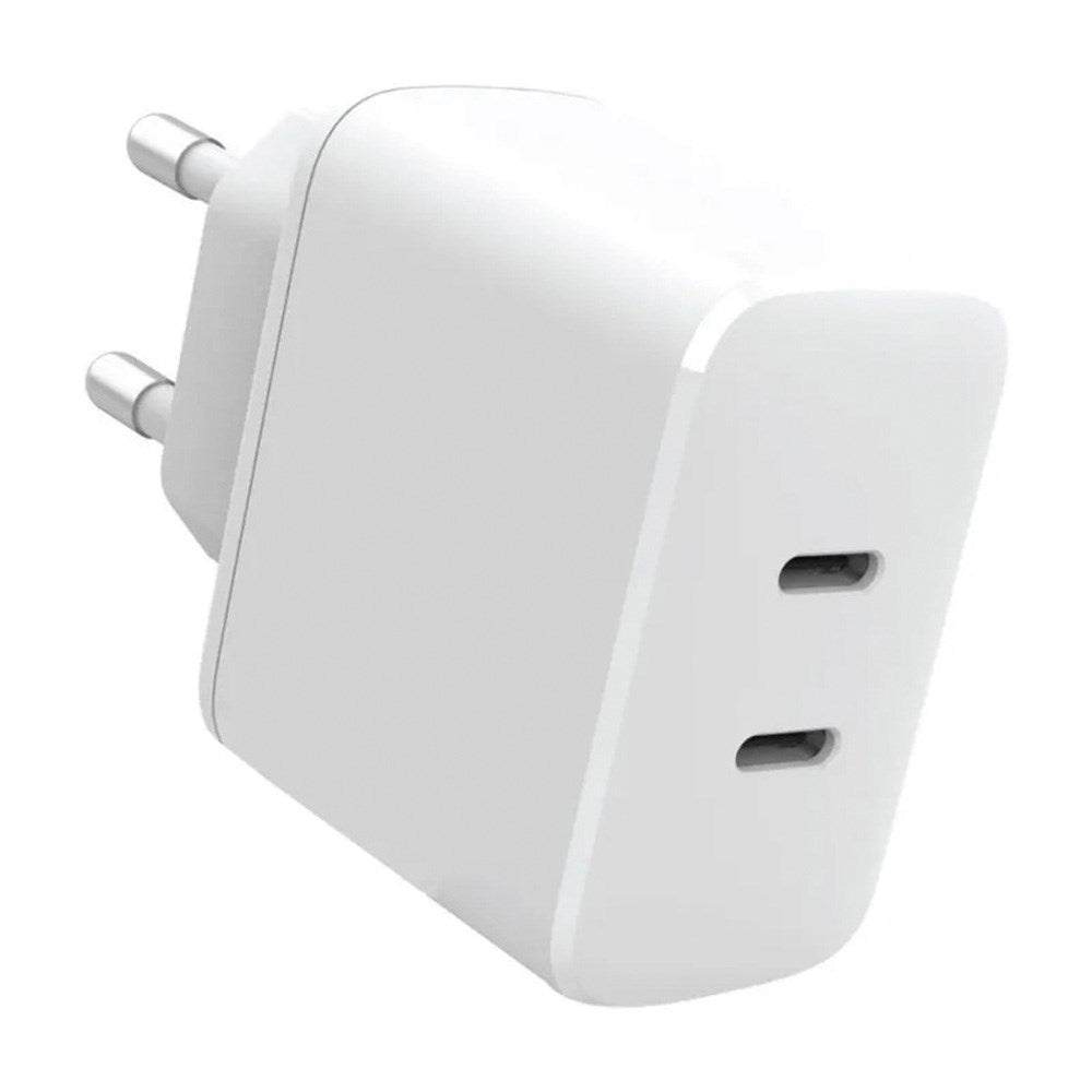 eSTUFF INFINITE PD Vægoplader 35W med 2 x USB-C - 100% Genbrugsplastik - Hvid