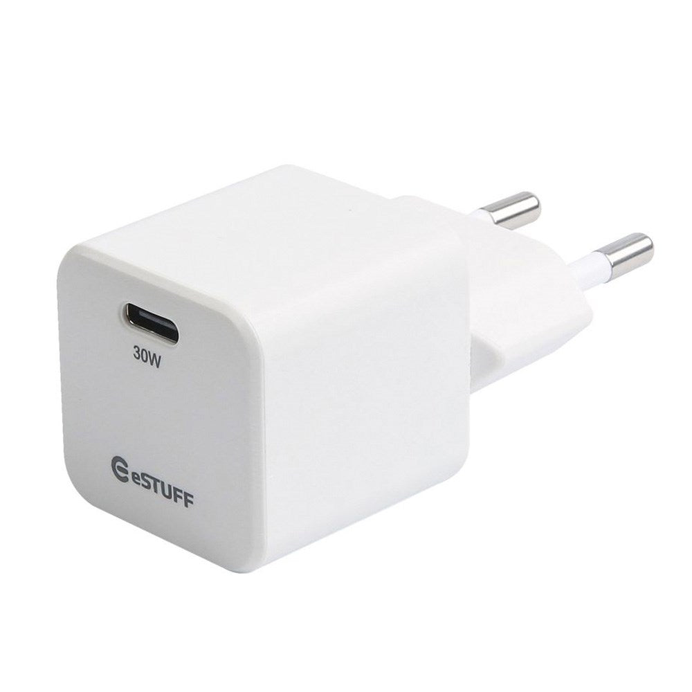 eSTUFF INFINITE PD USB-C Vægoplader GaN 30W- 100% Genbrugsplastik - Hvid