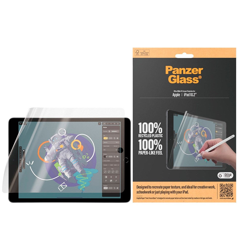 Apple iPad 10.2" (2021/2020/2019) - PanzerGlass Graphicpaper Ultra-Wide Fit Skærmbeskyttelse - Gennemsigtig