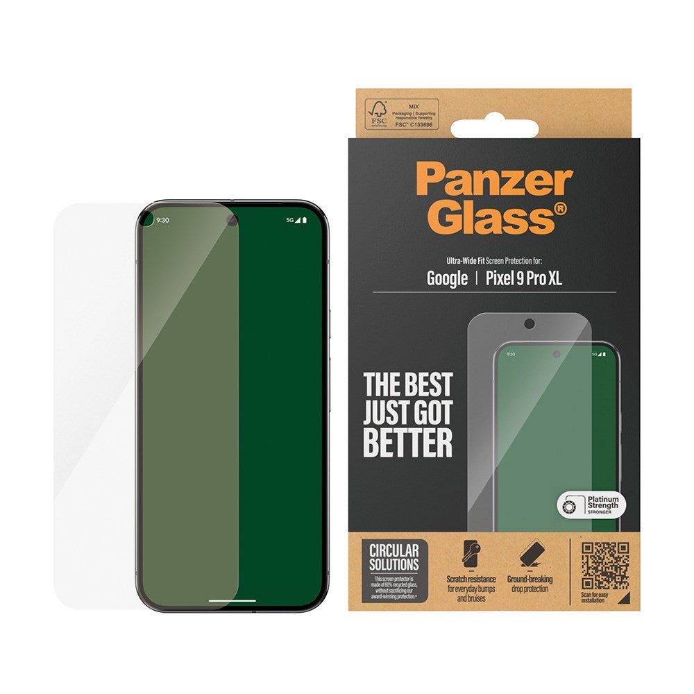 PanzerGlass Google Pixel 9 Pro XL Ultra Wide Fit Beskyttelsesglas - Platinum Strength - Gennemsigtig