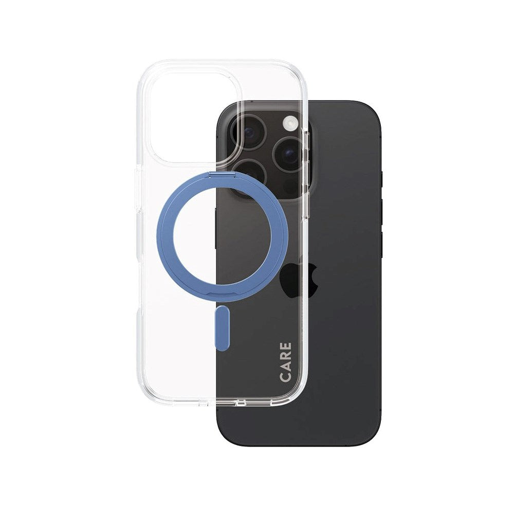 iPhone 16 Pro CARE by PanzerGlass Feature Kickstand Case - MagSafe Kompatibel - Transparent / Coronet Blue