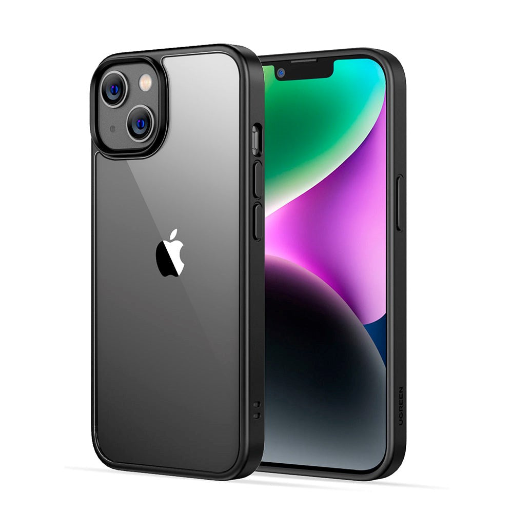 UGREEN iPhone 14 Plus Bagside Cover i Hærdet Glas - Gennemsigtig / Sort