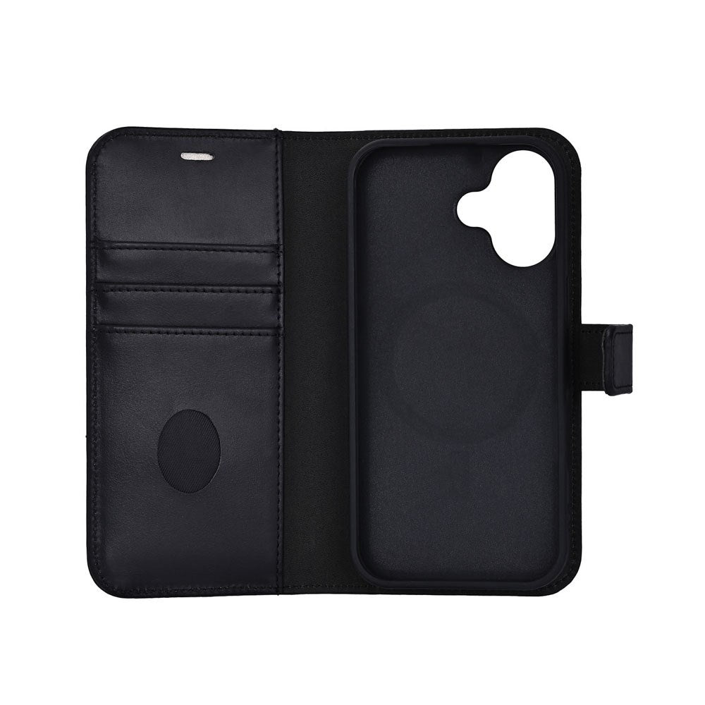 iPhone 17 RadiCover Exclusive 2-in-1 Anti Stråling Læder Flip Case m. Kortholder - MagSafe Kompatibel - Sort