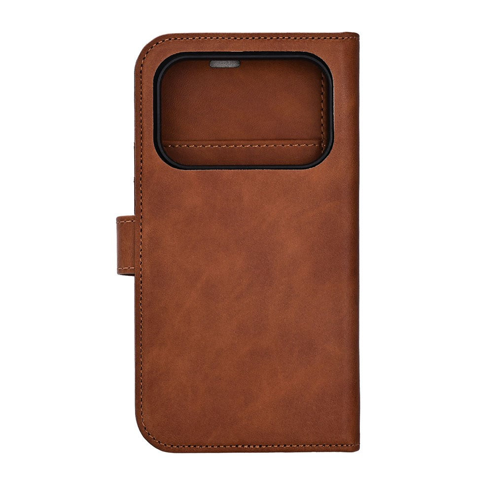 iPhone 17 Pro RadiCover Exclusive 2-in-1 Anti Stråling Læder Flip Case m. Kortholder - MagSafe Kompatibel - Brun