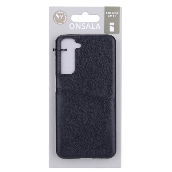 Samsung Galaxy S21 FE (5G) Onsala Collection Læder Case m. Kortlomme - Sort