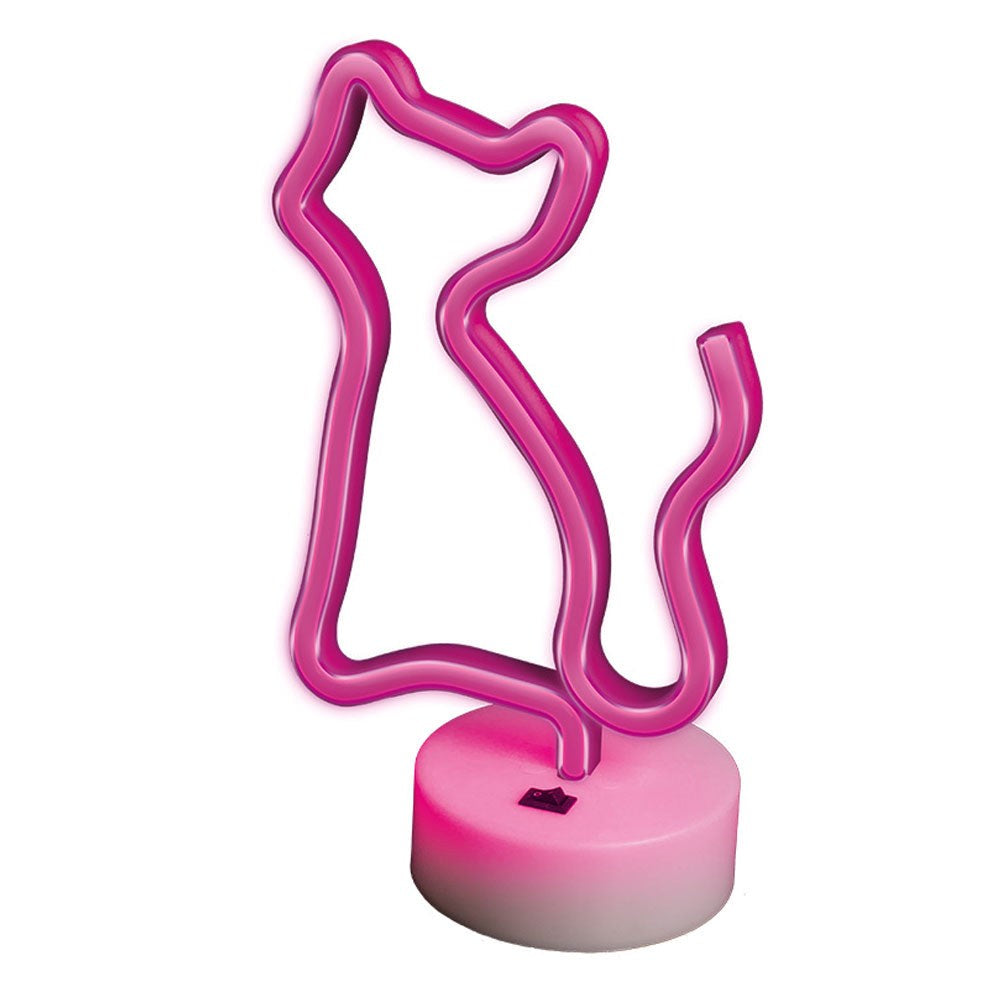 Neon Dekoration m. Fod LED fra Forever Light - Lyserødt Lys m. Kat