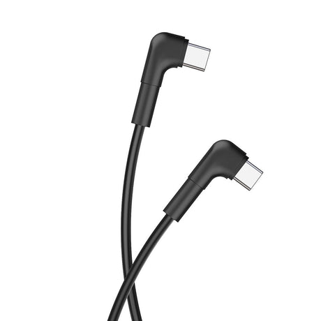 Maxlife Vinklet USB-C til USB-C Kabel 60W - 1 Meter - Sort