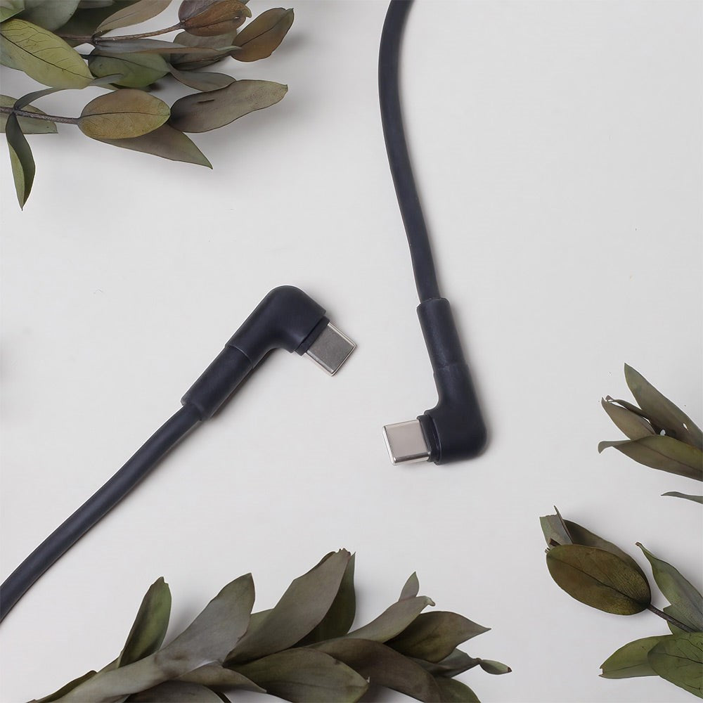 Maxlife Vinklet USB-C til USB-C Kabel 60W - 1 Meter - Sort