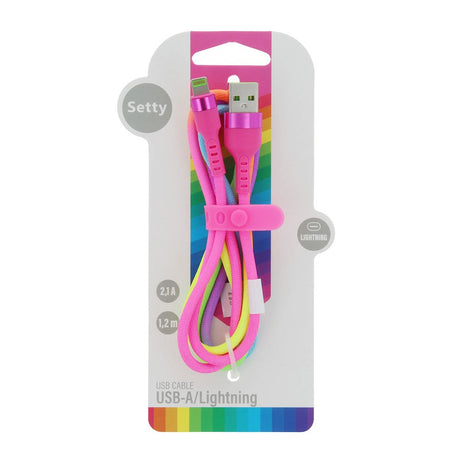 Setty USB-A til Lightning Kabel 1,2 m. - 10 W - Lilla